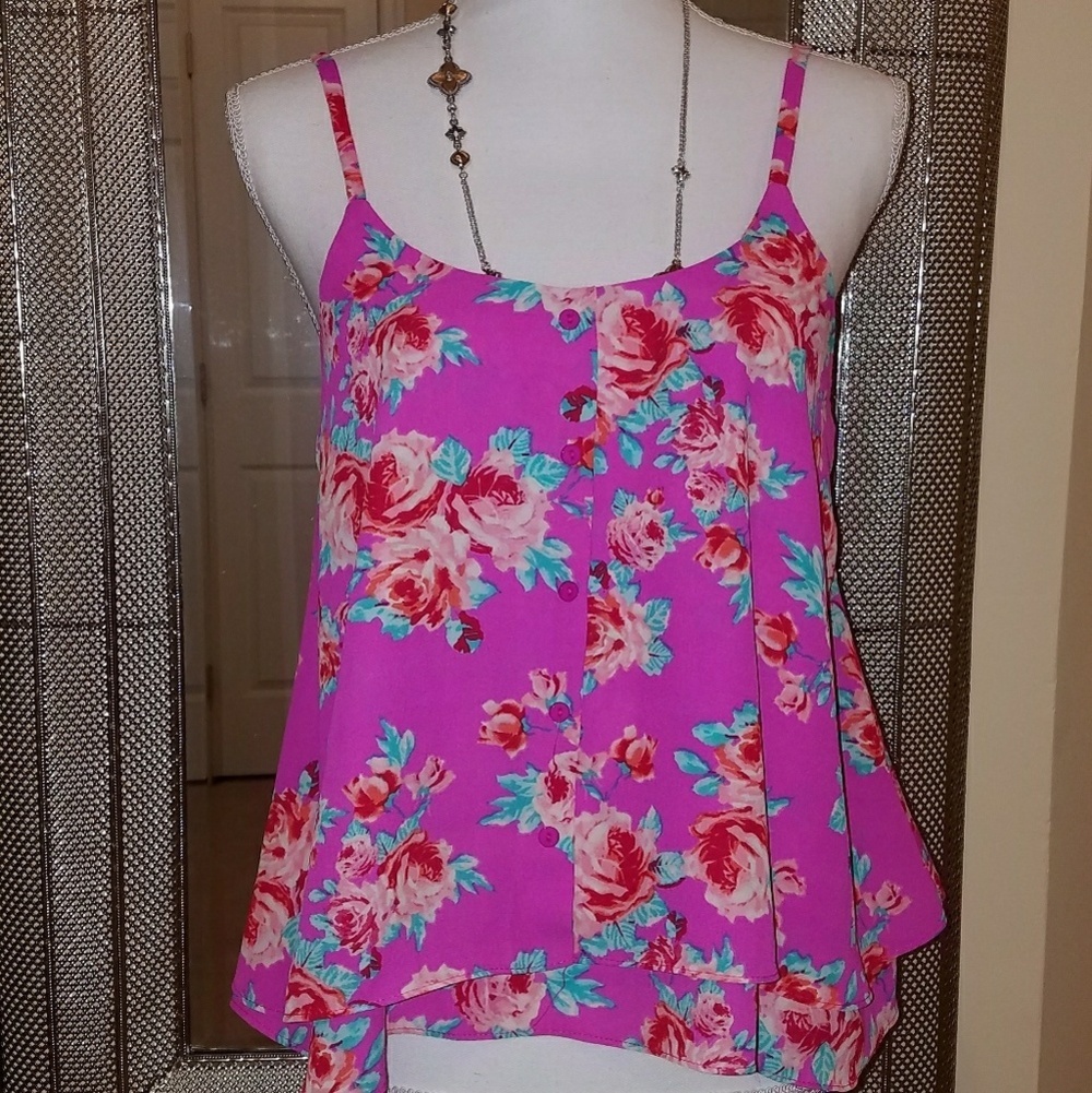 Paper Crane Floral Tank Button Down NWOT